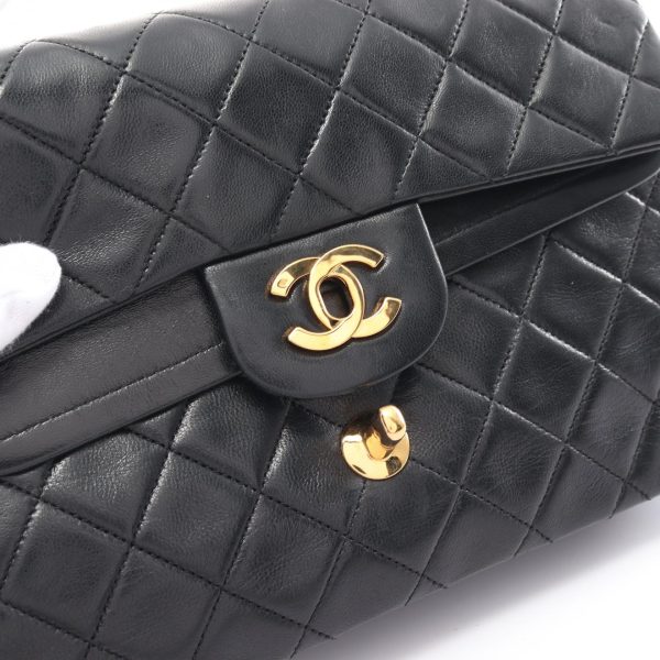 2104102295758 8 Chanel Matelasse Double Flap Shoulder Bag Black