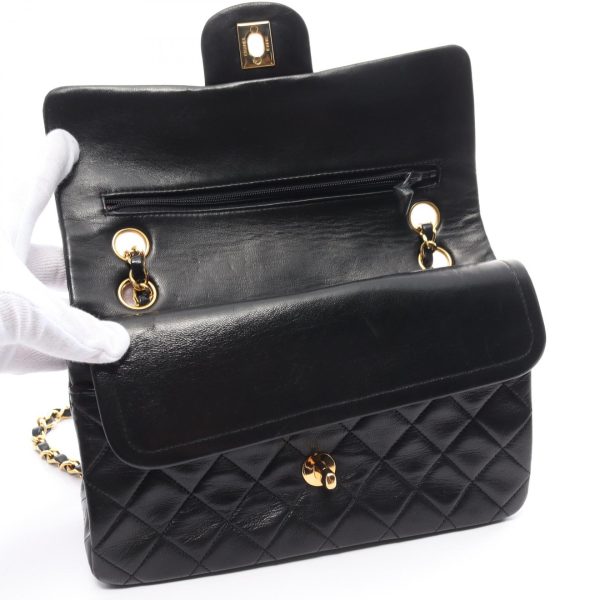 2104102295758 9 Chanel Matelasse Double Flap Shoulder Bag Black