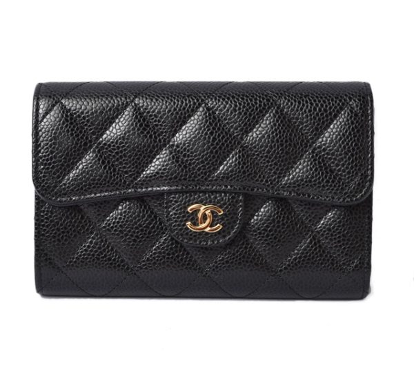 210427 18 ch 1 Chanel Tri FWallet Timeless Matelasse Black