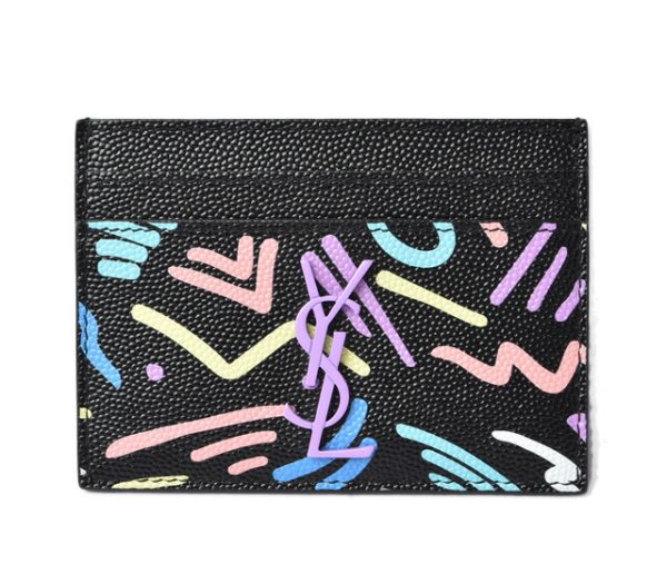 210428 683 01 ysl 1 Saint Laurent Card Case Black Purple Multi