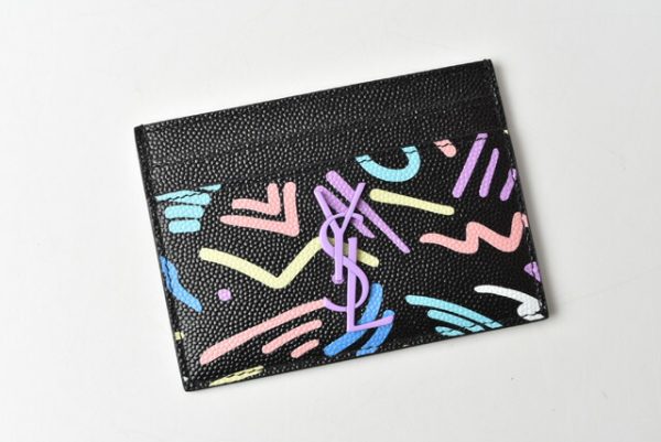 210428 683 01 ysl 2 Saint Laurent Card Case Black Purple Multi