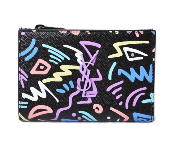 210428 683 05 ysl 1 Saint Laurent Mini Wallet Zip Wallet Black Multi