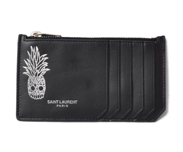 210616 212 15 ysl 1 Saint Laurent Coin Case Card Case Ship Pouch Skull Black