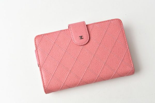 210625 to 28 ch 2 CHANEL 2 FWallet Quilted Stitch Rose