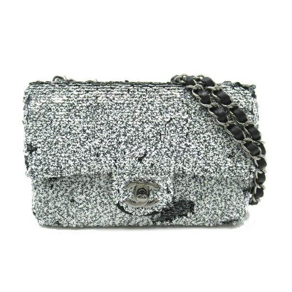 2106800531213 1 Chanel Sequin Chain Shoulder Bag White Black