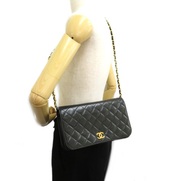 2106800535310 5 Chanel Matelasse Push Lock Chain Shoulder Lambskin Black