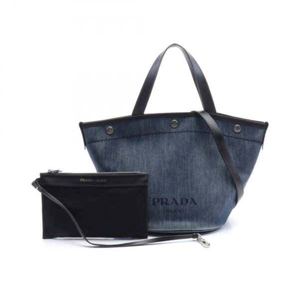 2106800536058 1 Prada Denim City Calf Tote Bag Blue Black