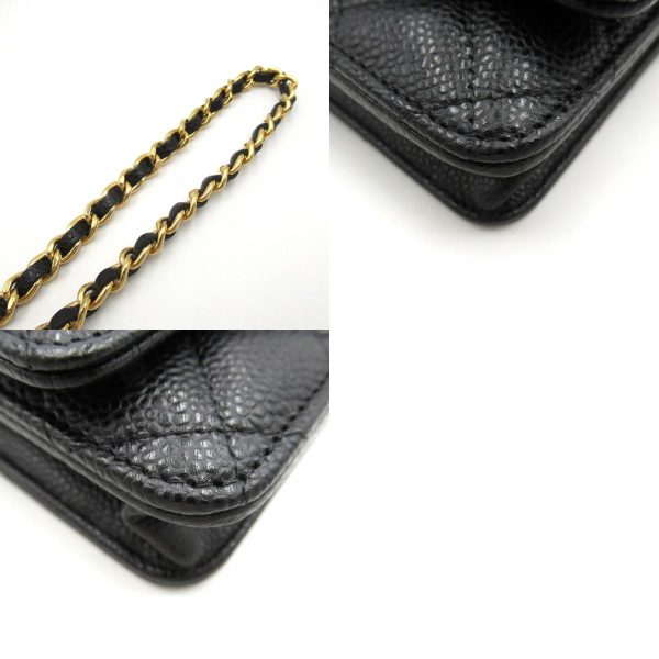 2106800538984 13c Chanel Matelasse Chain Wallet Shoulder Bag Caviar Skin Black