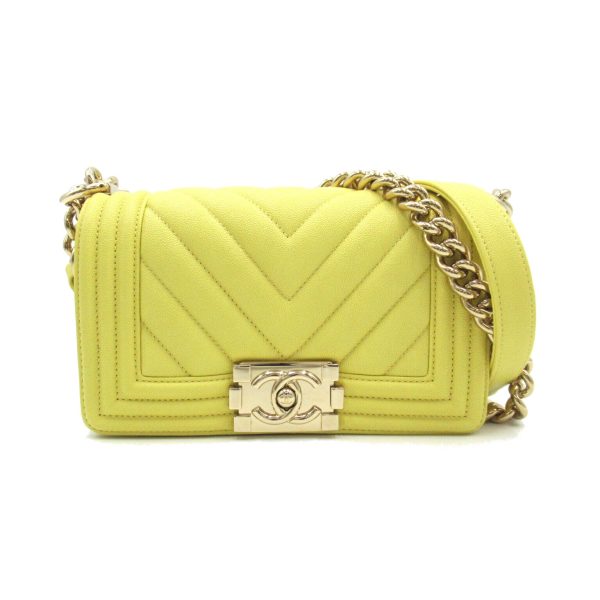 2106800542844 1 Chanel Boy V Stitch Chain Shoulder Bag Yellow