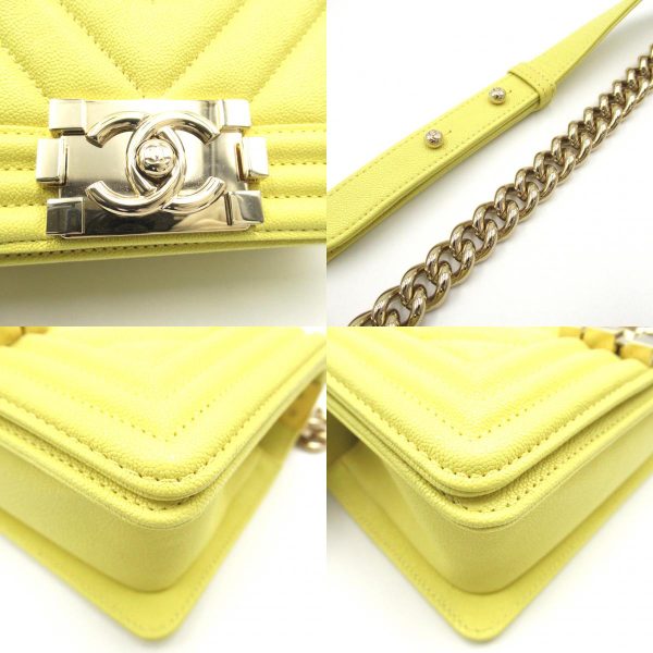 2106800542844 10c Chanel Boy V Stitch Chain Shoulder Bag Yellow