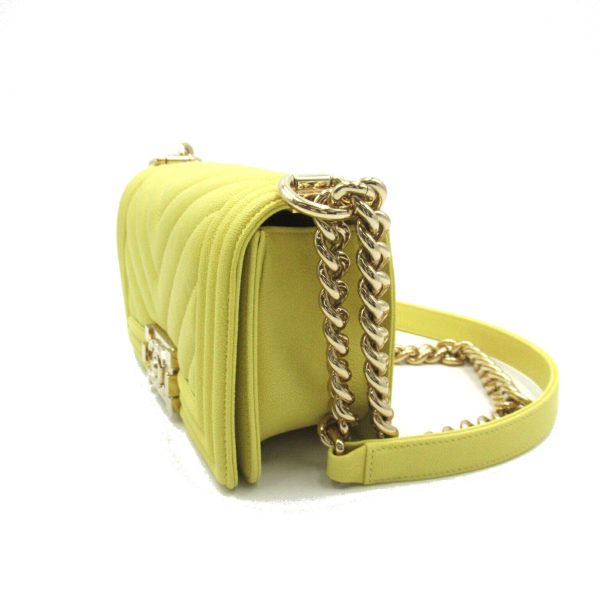 2106800542844 3 Chanel Boy V Stitch Chain Shoulder Bag Yellow