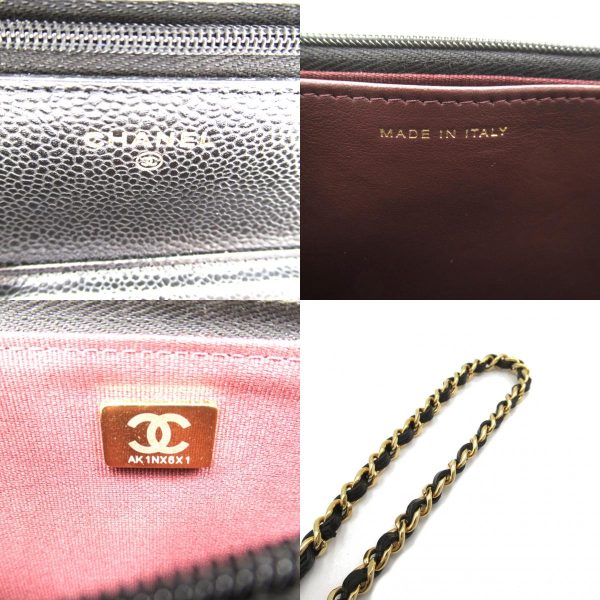 2106800543216 9c Chanel Matelasse Chain Wallet Shoulder Bag Black