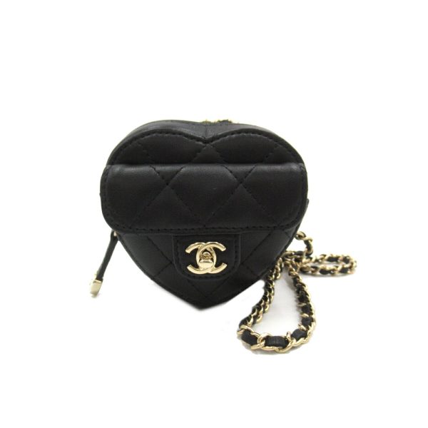 2106800543803 1 Chanel Mini Heart Shoulder Bag Lambskin Black