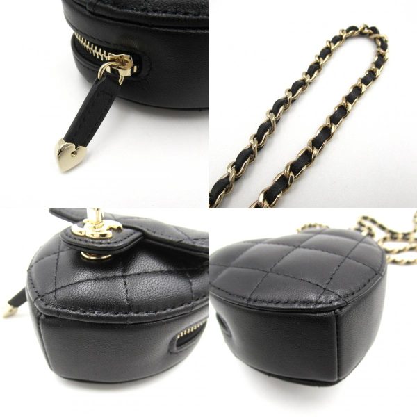 2106800543803 10c Chanel Mini Heart Shoulder Bag Lambskin Black