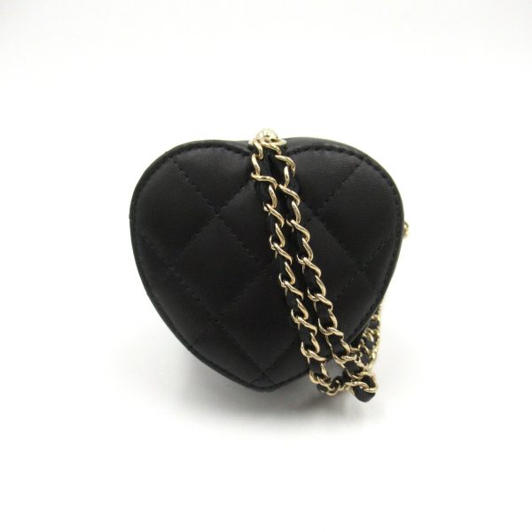 2106800543803 2 Chanel Mini Heart Shoulder Bag Lambskin Black