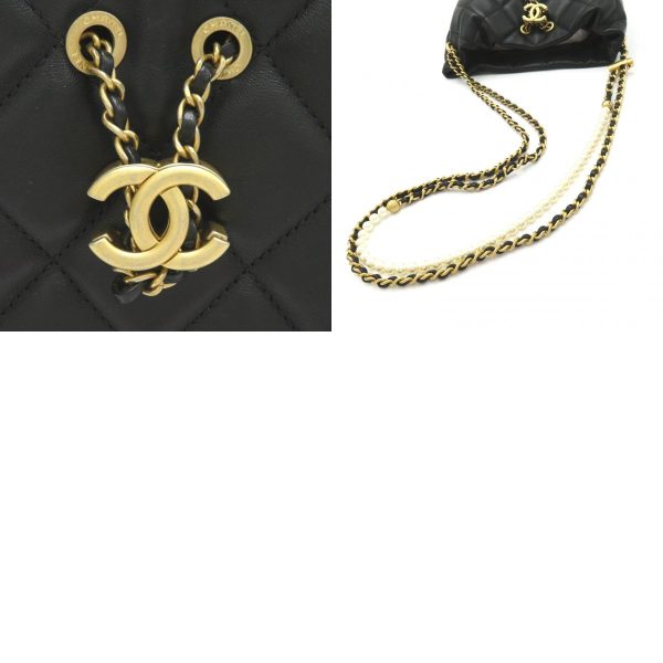 2106800545227 10c Chanel Drawstring Bag Lambskin Black