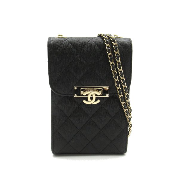 2106800545722 1 Chanel Matelasse Phone Shoulder Bag Caviar Black