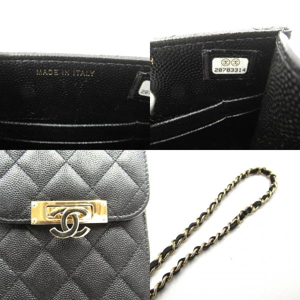 2106800545722 8c Chanel Matelasse Phone Shoulder Bag Caviar Black