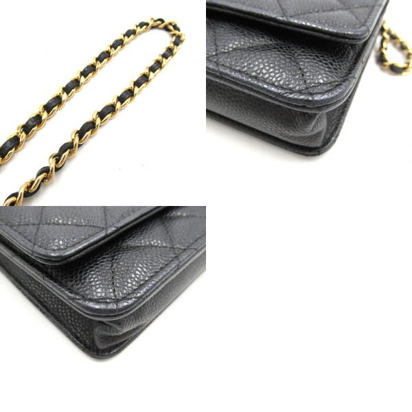 2106800547795 13c Chanel Matelasse Chain Wallet Shoulder Bag Black