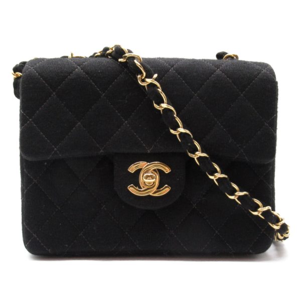 2107400215749 1 Chanel Mini Matelasse Chain Shoulder Bag Cotton Black