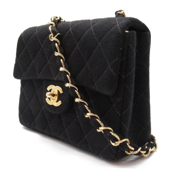 2107400215749 3 Chanel Mini Matelasse Chain Shoulder Bag Cotton Black