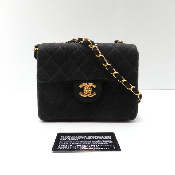 2107400215749 5 Chanel Mini Matelasse Chain Shoulder Bag Cotton Black