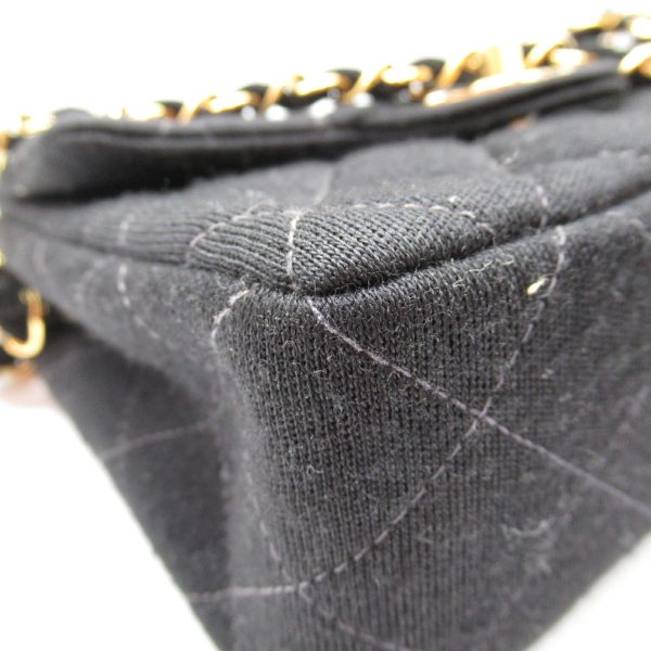 2107400215749 9 Chanel Mini Matelasse Chain Shoulder Bag Cotton Black