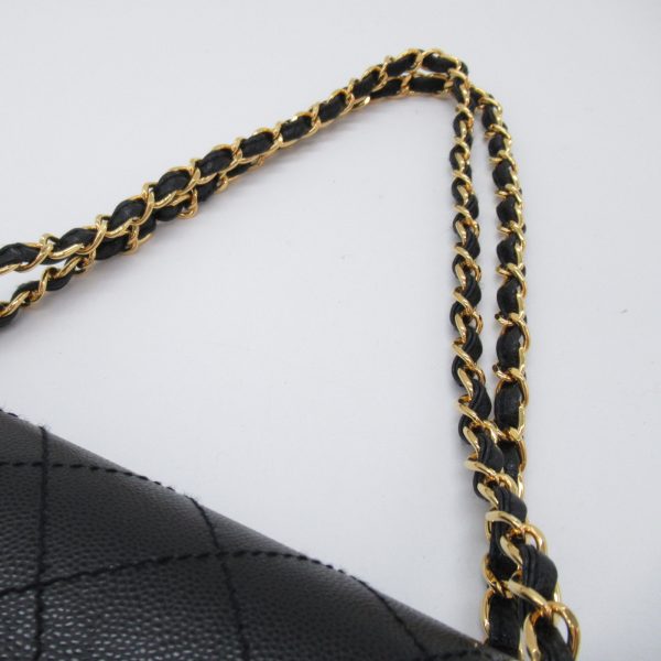 2107400216388 10 Chanel Matelasse Single Flap Chain Shoulder Bag Caviar Skin Black