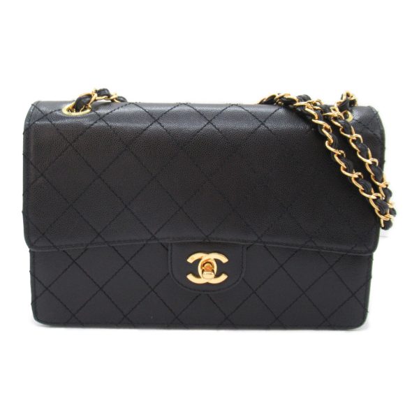 2107400216388 4 Chanel Matelasse Single Flap Chain Shoulder Bag Caviar Skin Black