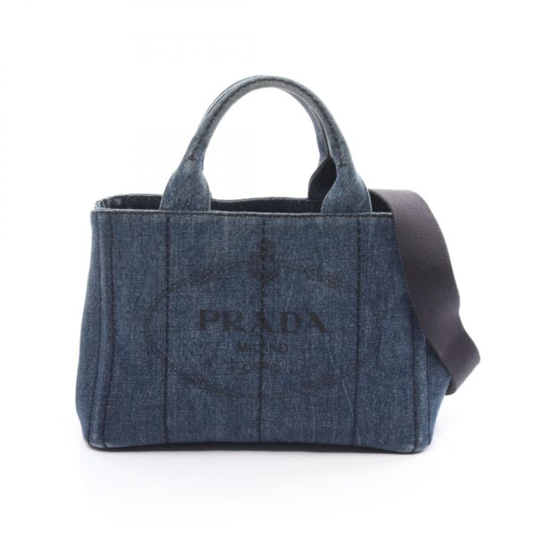 2107400220101 1 Prada Canapa Denim Tote Bag Blue