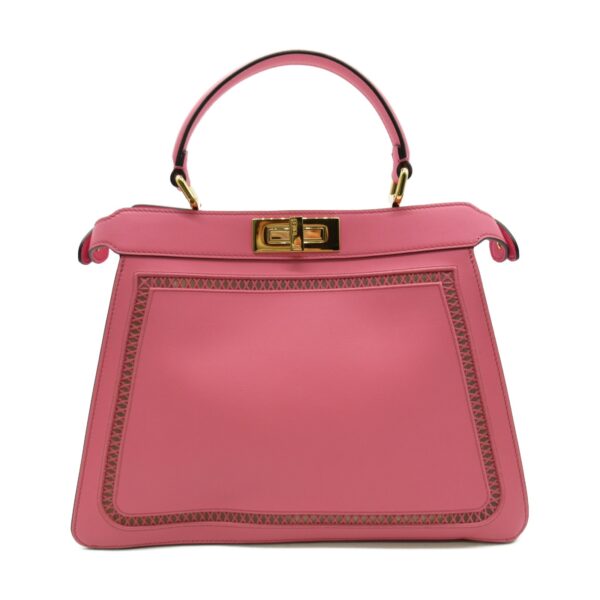 2107600965758 3 Fendi Peekaboo ISeeYou 2Way Pigskin Shoulder Bag Pink