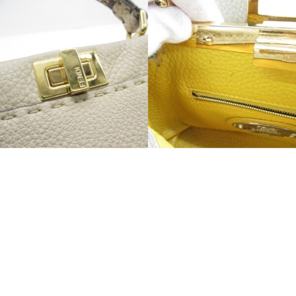 2107600965772 8c Fendi Mini Peekaboo 2Way Python Shoulder Bag Beige