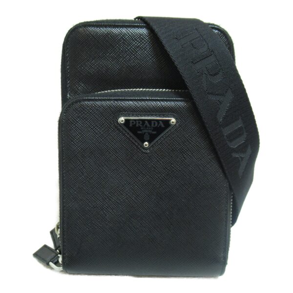 2107600970998 3 Prada Saffiano Phone Shoulder Bag Black