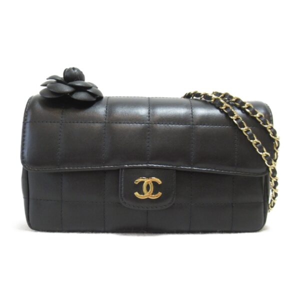 2107600973838 3 Chanel Chocolate Bar Lambskin Chain Shoulder Bag Black