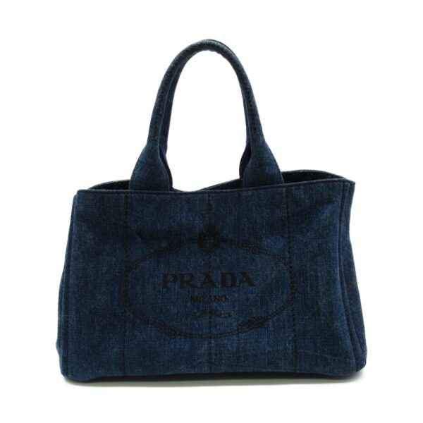 2107600977379 1 Prada Kanapa Denim Tote Bag Blue