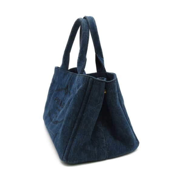 2107600977379 2 Prada Kanapa Denim Tote Bag Blue