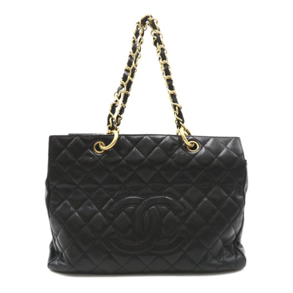 2107600981673 1 Chanel Chain Tote Bag Caviar Skin Black