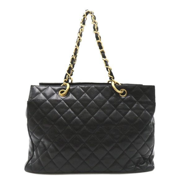 2107600981673 2 Chanel Chain Tote Bag Caviar Skin Black