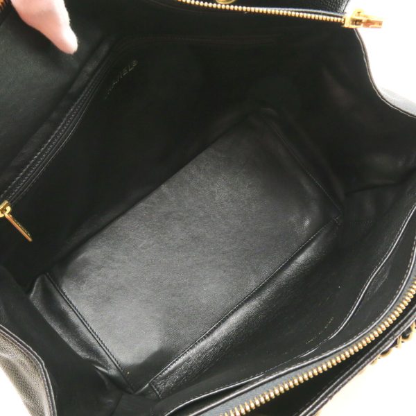 2107600981673 6 Chanel Chain Tote Bag Caviar Skin Black