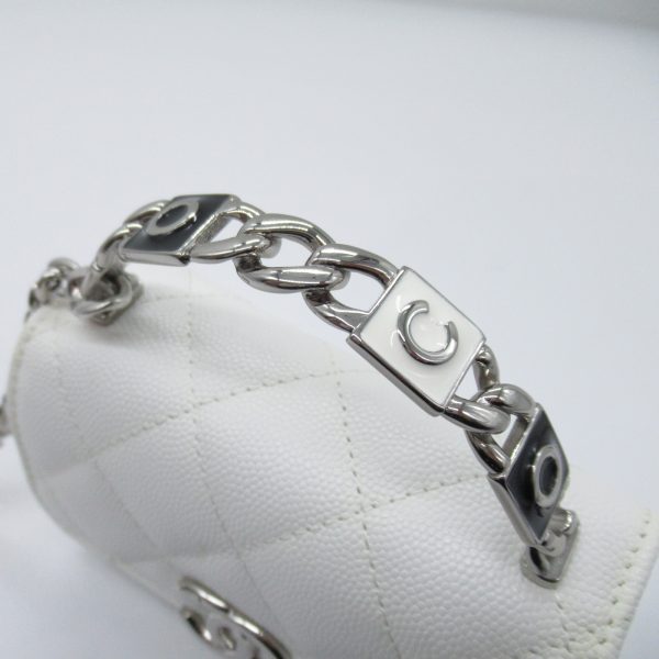 2107600984407 10 Chanel Mini Chain Shoulder Caviar Skin White