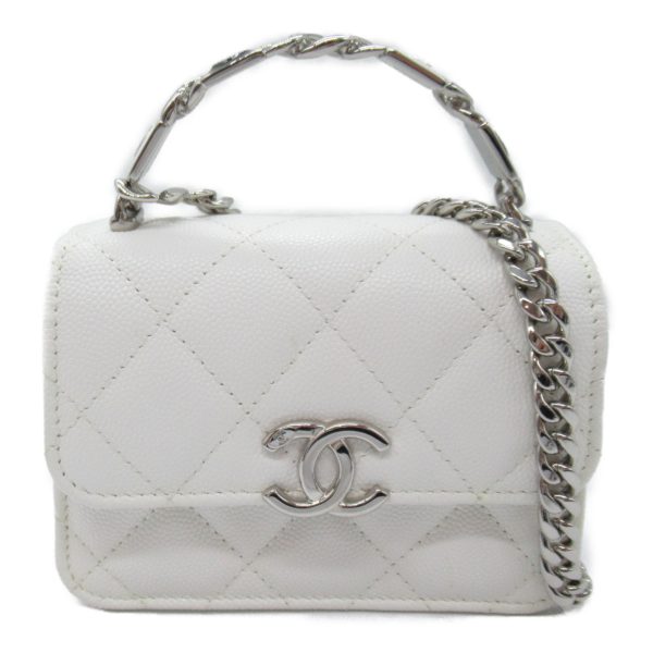 2107600984407 4 Chanel Mini Chain Shoulder Caviar Skin White