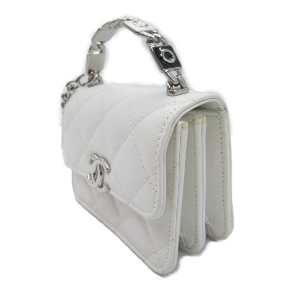 2107600984407 5 Chanel Mini Chain Shoulder Caviar Skin White