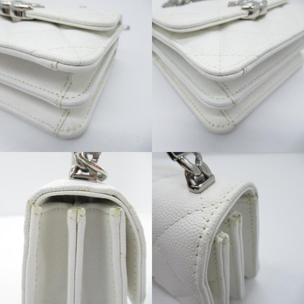 2107600984407 8c Chanel Mini Chain Shoulder Caviar Skin White