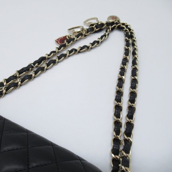 2107600985381 10 Chanel Matelasse Chain Valentine Shoulder Lambskin Black