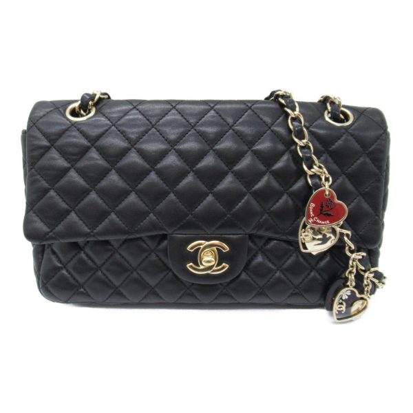 2107600985381 4 Chanel Matelasse Chain Valentine Shoulder Lambskin Black