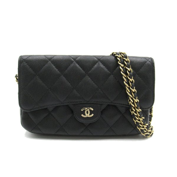 2107600987521 1 Chanel Matelasse Phone Case Shoulder Caviar Skin Black