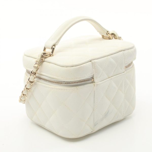 2107601000144 2 Chanel Matelasse Handbag Caviar Skin White