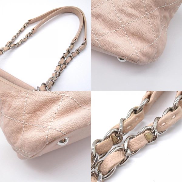 2107601000441 10c Chanel Chain Tote Bag Caviar Skin Pink Beige