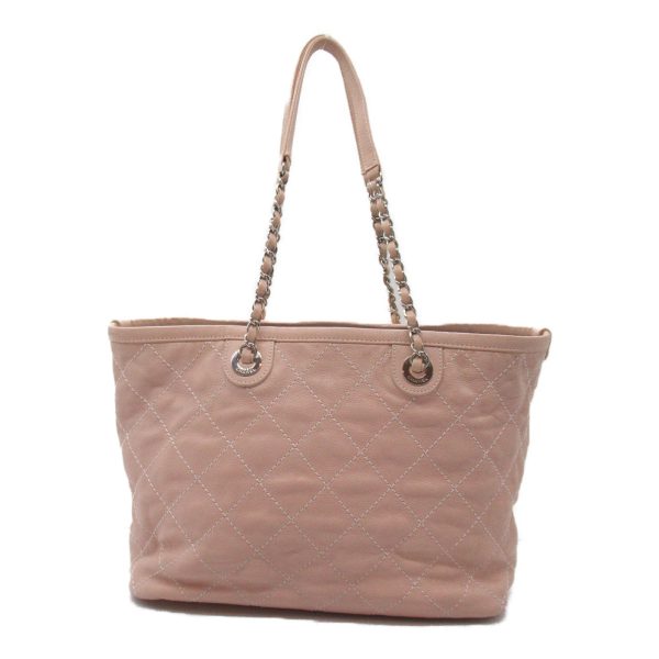 2107601000441 6 Chanel Chain Tote Bag Caviar Skin Pink Beige