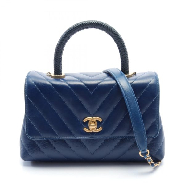 2107601004777 1 Chanel Coco Handle V Stitch Handbag Blue